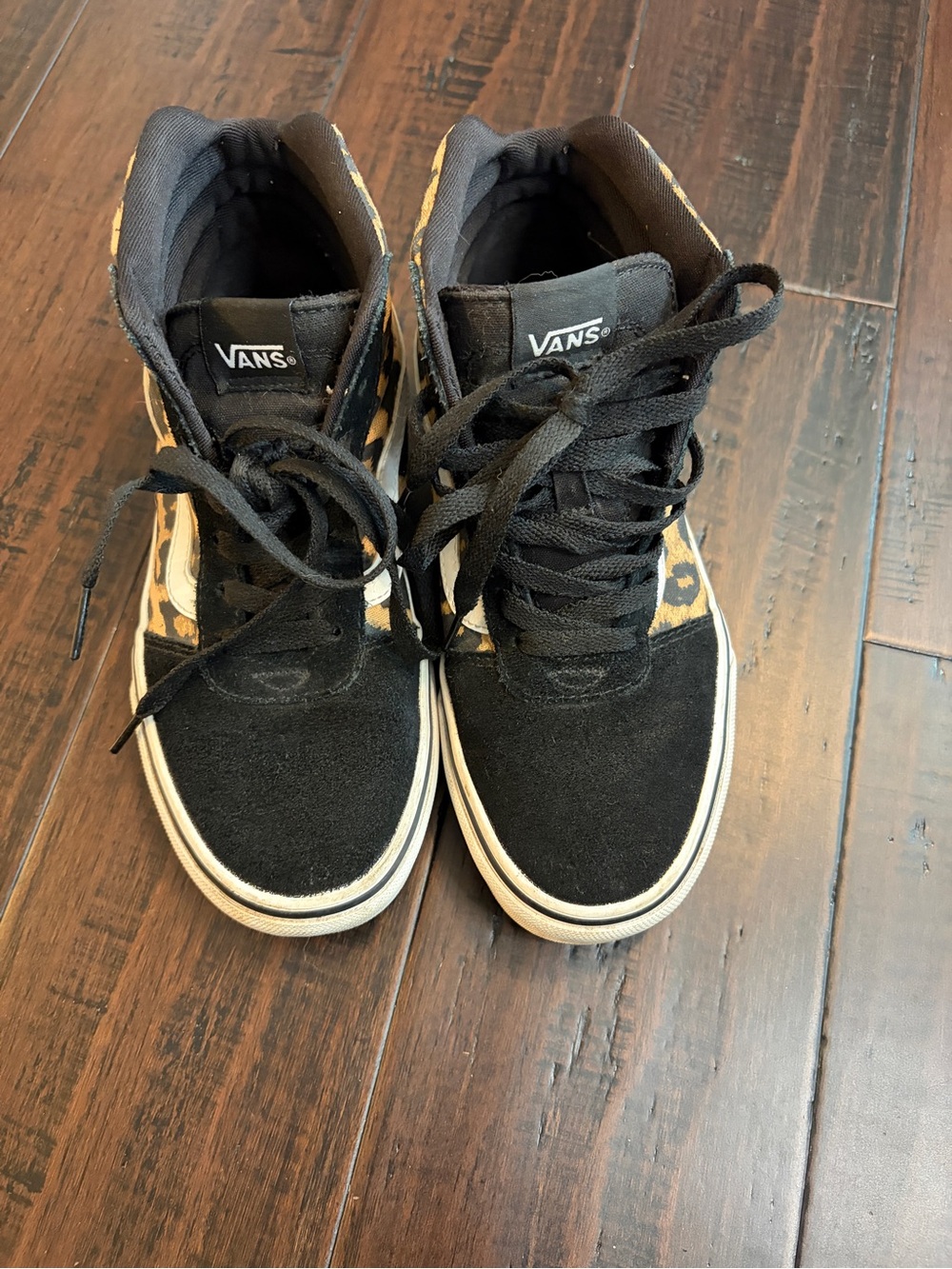 Vans High-Top Sk-8 Sneakers with Leopard Print and Black Suede Casual Skate 90’s - Picture 10 of 11
